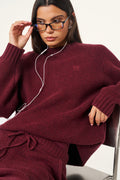 Oversized Premium Crew Neck Knitted Jumper - Dark Cherry