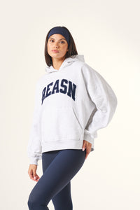 Oversized Branded Hoodie - Grey Marl