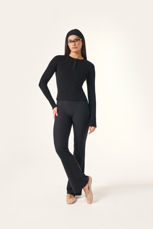 The Sculpt Flare Leg Trousers - Core Black