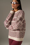 Fair Isle Detail Knitted Jumper - Dark Cherry