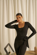 Ballet Wrap Long Sleeve Top - Core Black