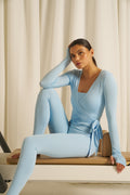 Ballet Wrap Long Sleeve Top - Powder Blue
