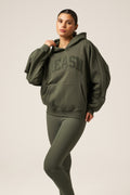 Oversized Branded Hoodie - Dusty Khaki