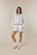 Quarter Zip Hoodie 2-1 Shorts Tracksuit - Grey Marl