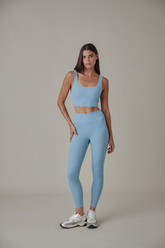 The Sculpt High Waist Leggings - Spring Lake Blue