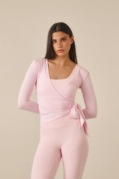 Ballet Wrap Long Sleeve Top - Ballerina Pink