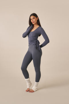 Smoothform Wrap Waistband High Waist Leggings - Slate Blue