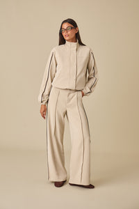 Adjustable Waist Smart Trousers - Stone