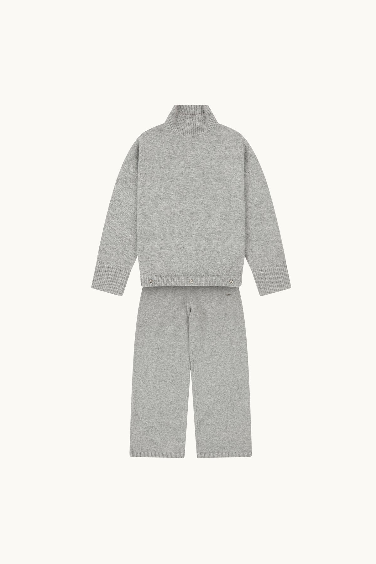 Funnel Neck Knitted 2 In 1 Co Ord - Grey Marl
