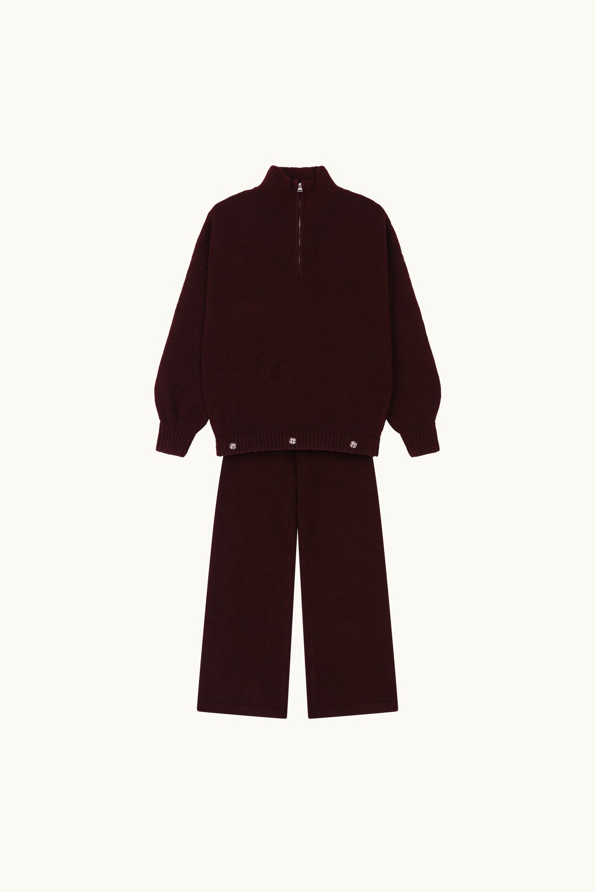 Quarter Zip Knitted 2 In 1 Co Ord - Fig
