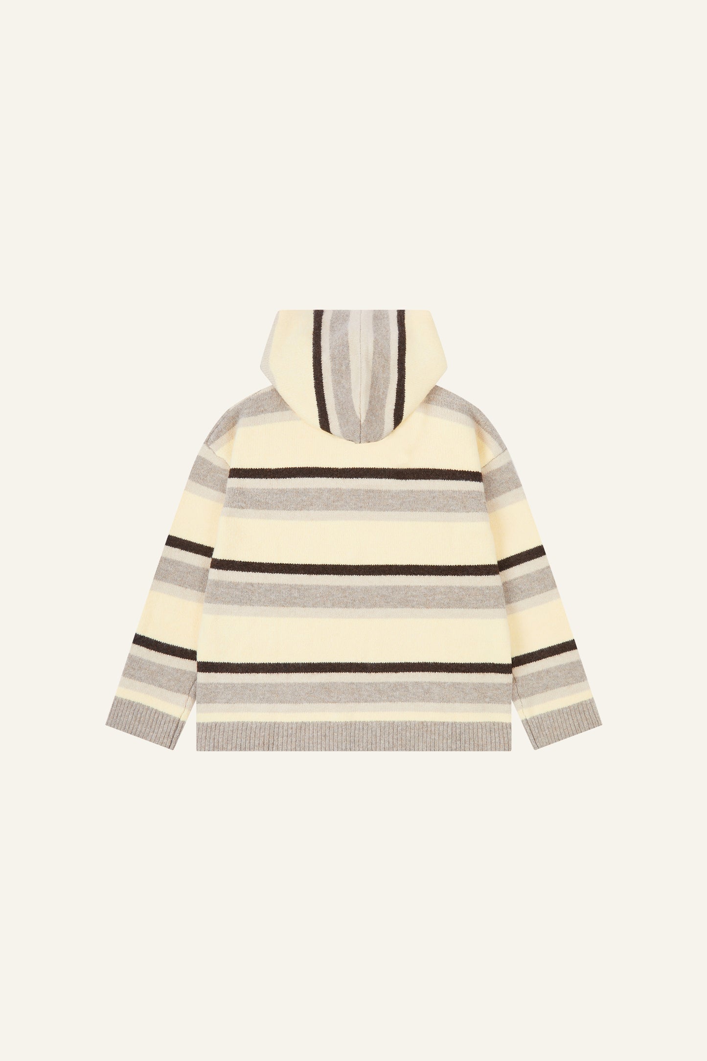 Stripe Oversized Knitted Hoodie - Oatmeal
