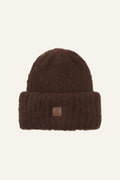 Fluffy Knitted Beanie Hat - Espresso