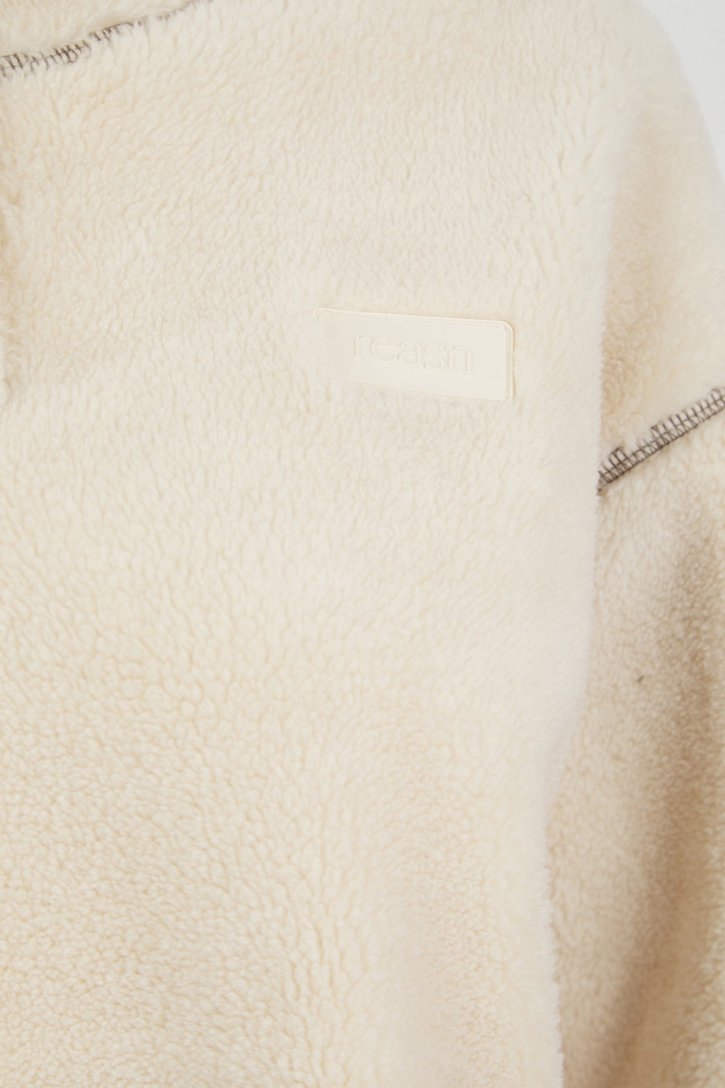 Popper Front Borg Sweatshirt - Crème