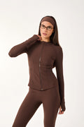 The Sculpt Zip Through Jacket - Espresso