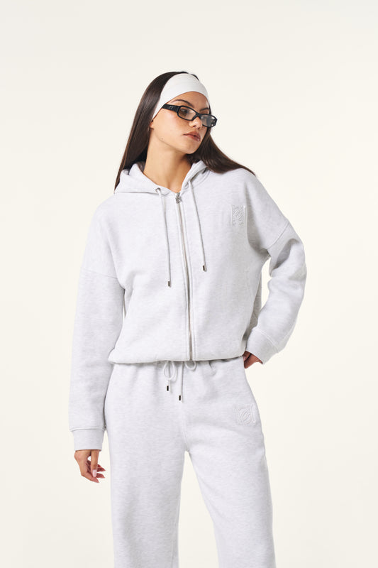 Zip Through Hoodie - Grey Marl