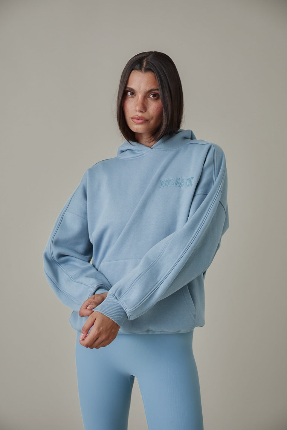 Oversized Branded Hoodie - Spring Lake Blue