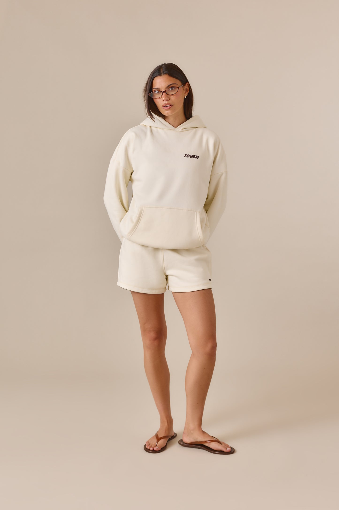 Reversible Stripe High Waist Shorts - Crème