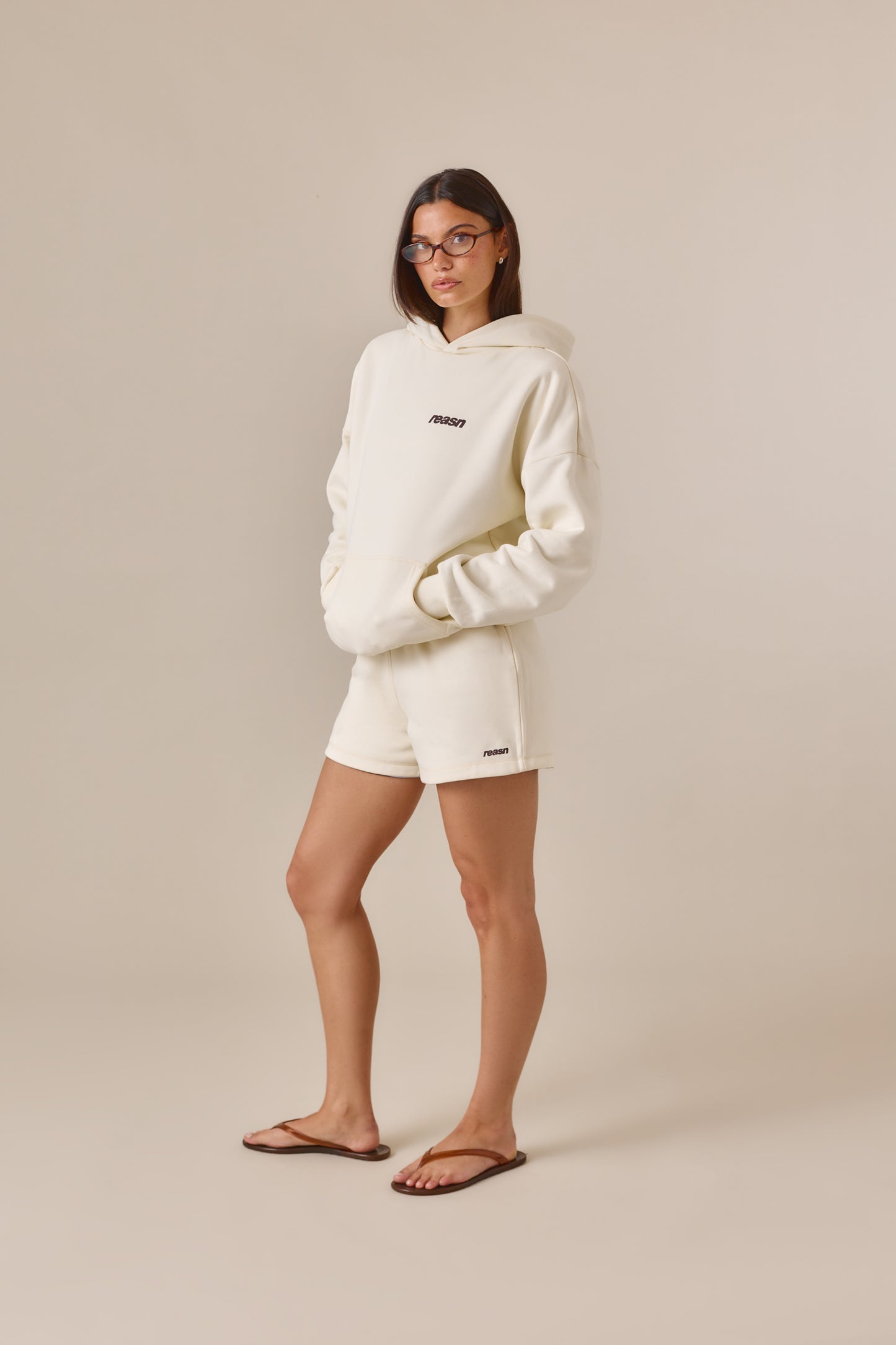 Reversible Stripe High Waist Shorts - Crème