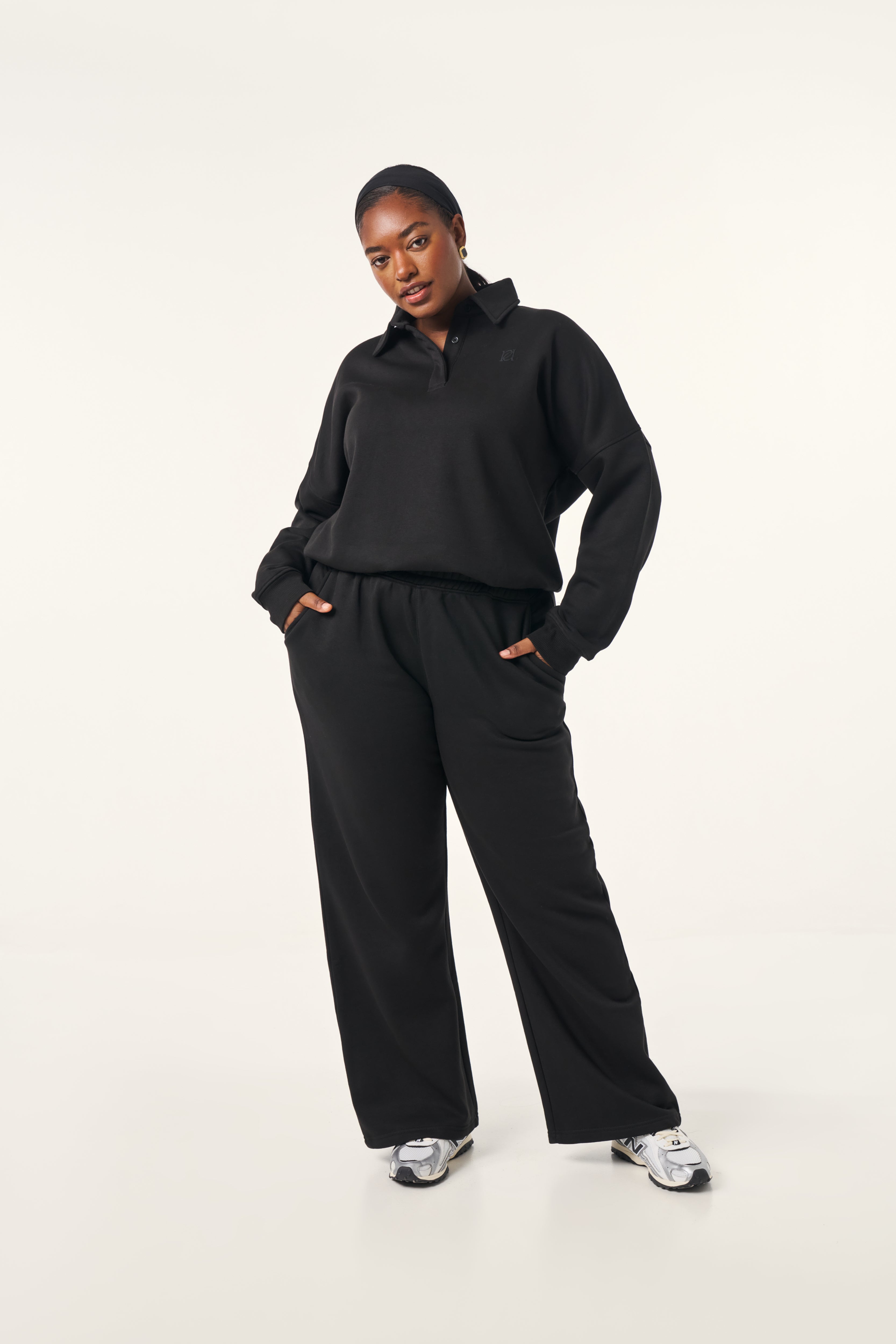 Button Front Collar 2 in 1 Tracksuit - Core Black – reasn