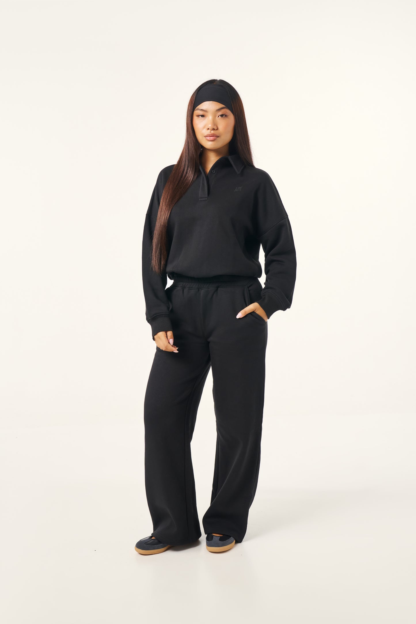 Button Front Collar 2 in 1 Tracksuit - Core Black