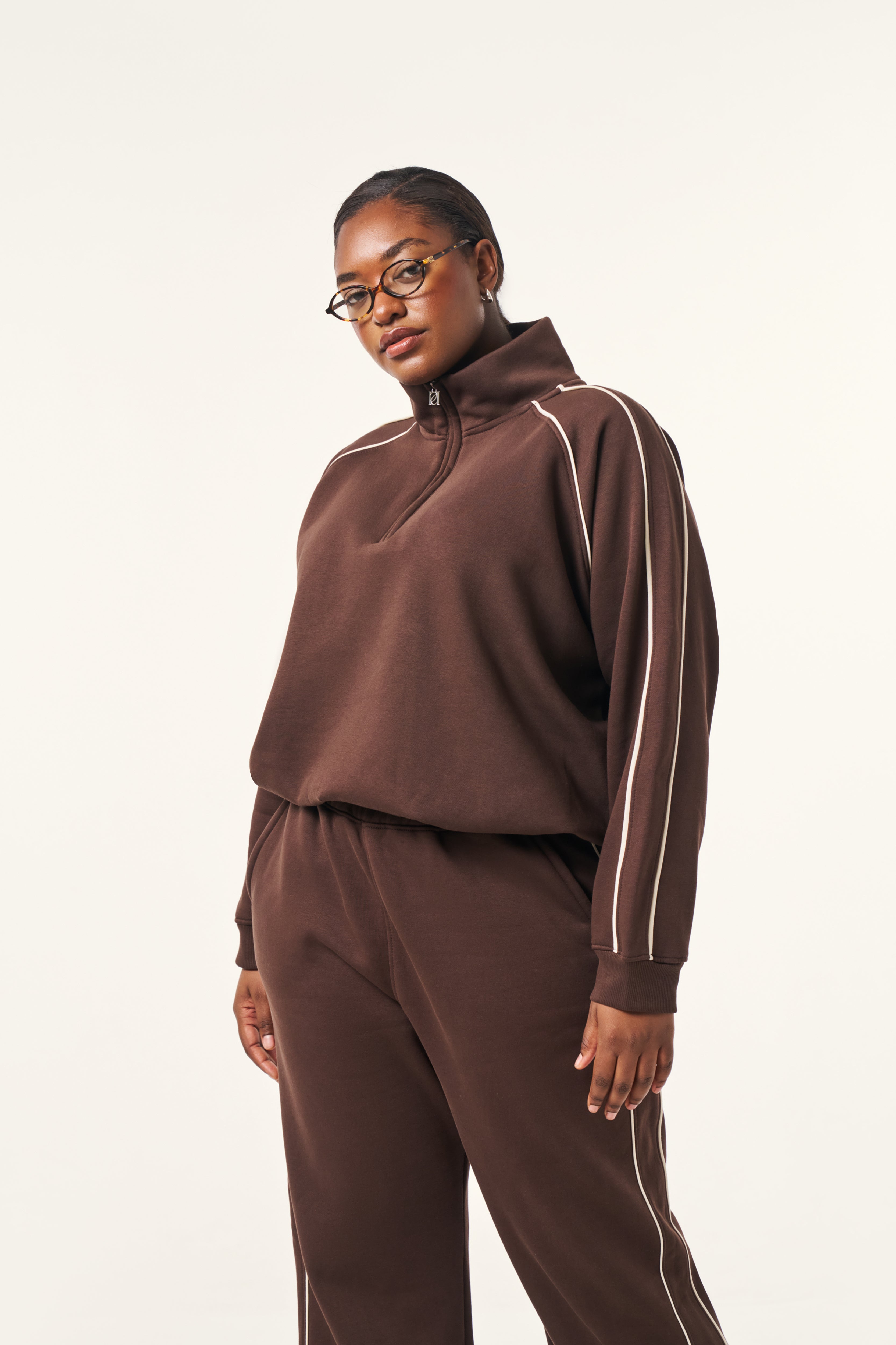 Quarter Zip 2 in 1 Tracksuit - Espresso – reasn