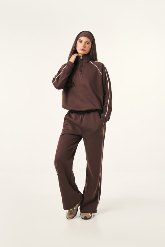 Quarter Zip 2 in 1 Tracksuit - Espresso