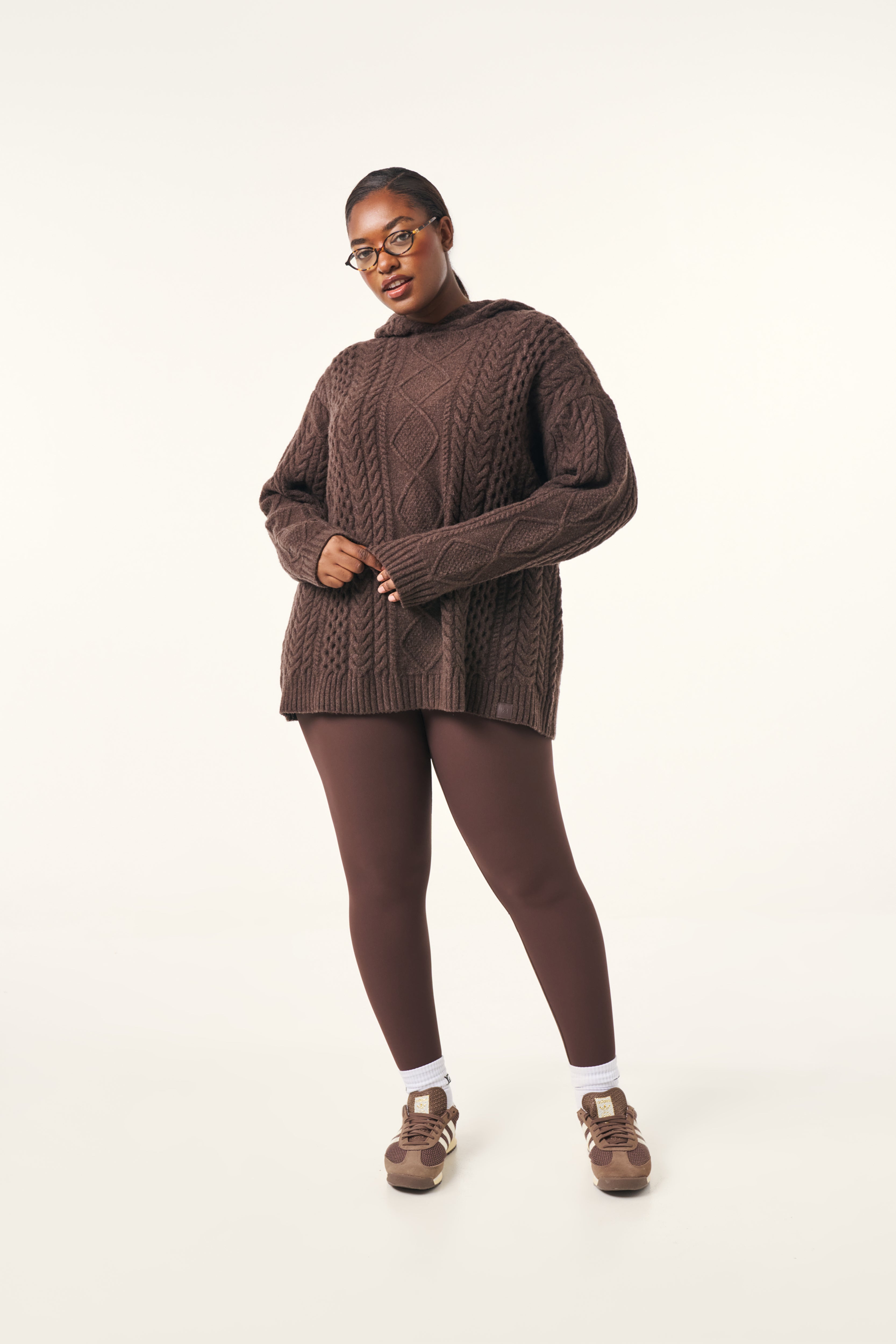 Chunky Cable Premium Knitted Hoodie - Espresso – reasn