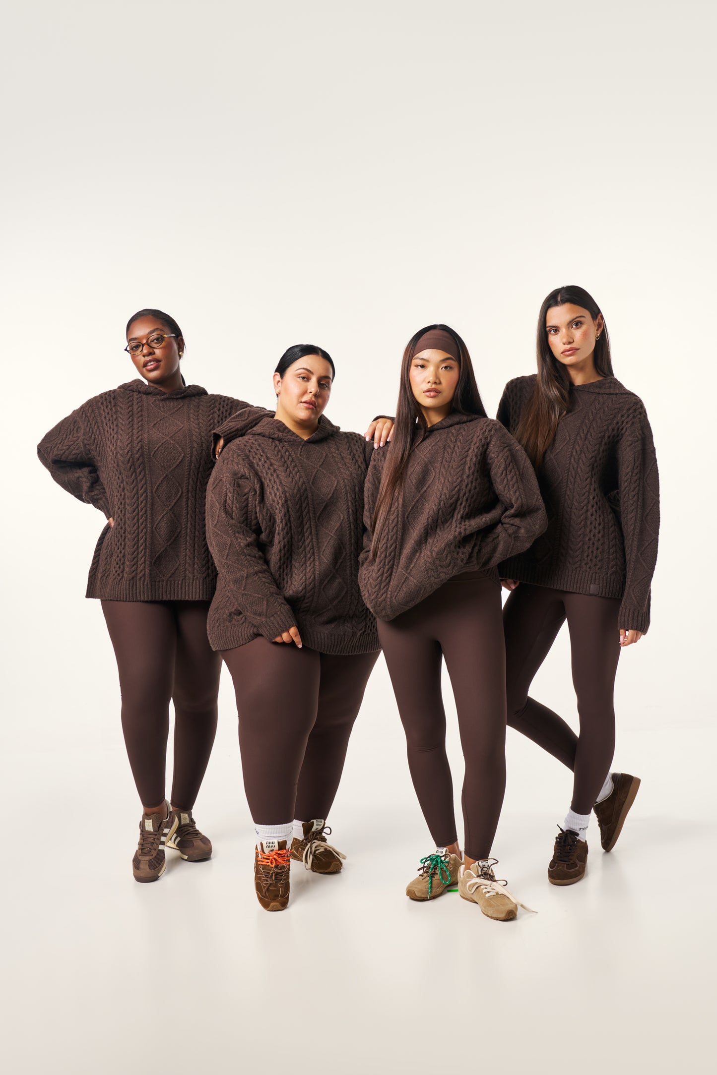 Chunky Cable Premium Knitted Hoodie - Espresso