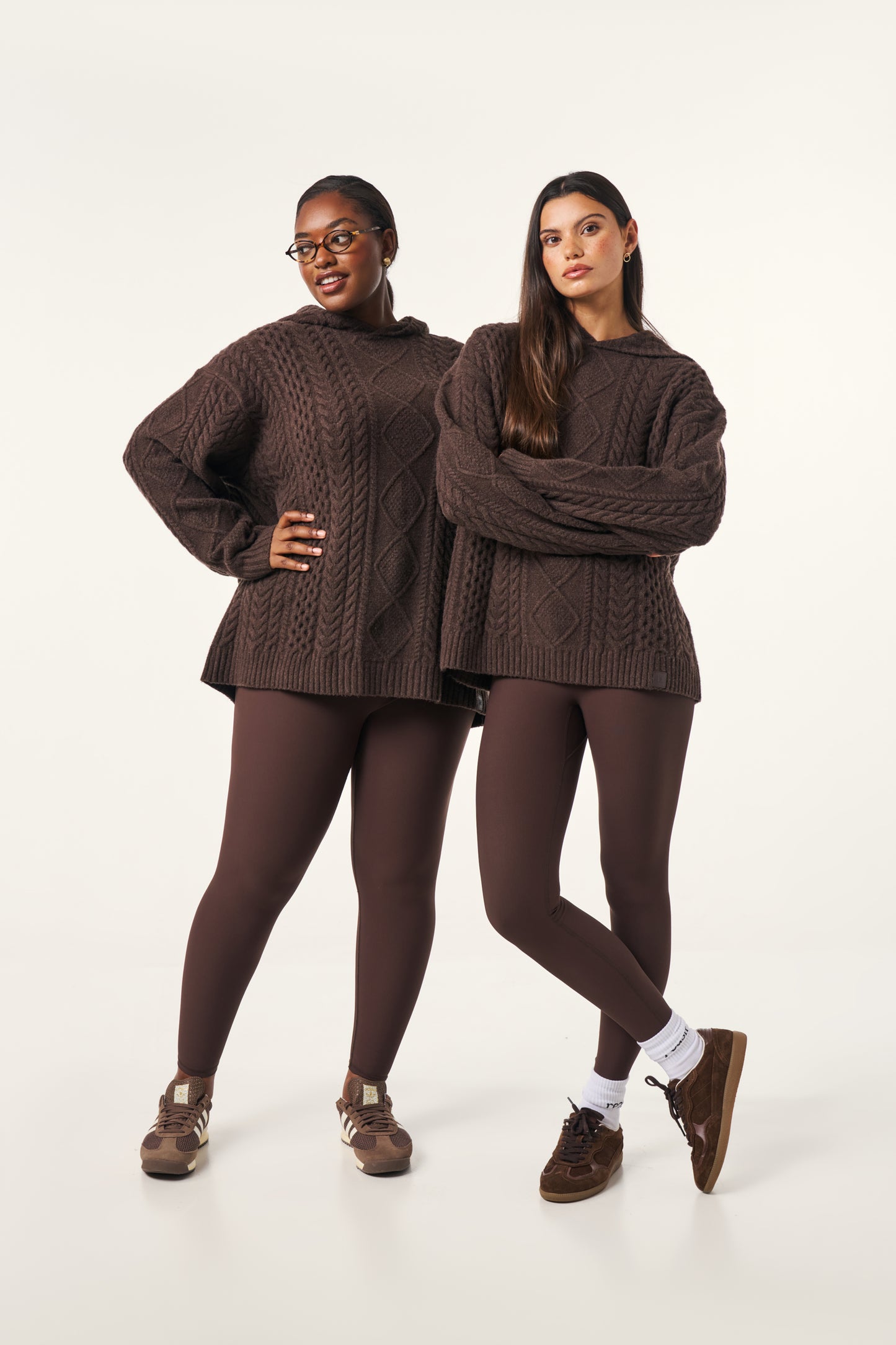 Chunky Cable Premium Knitted Hoodie - Espresso