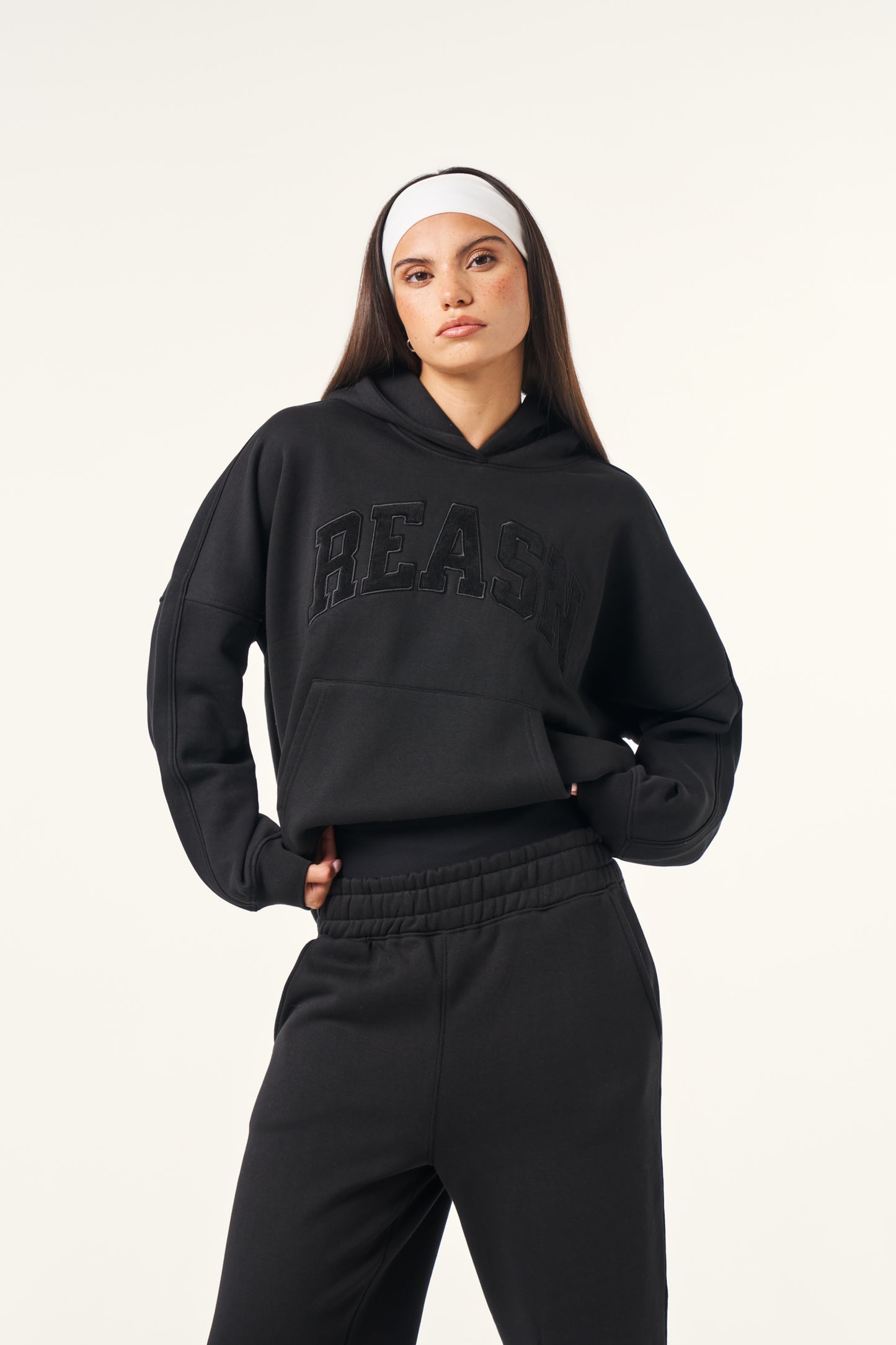 Oversized Branded Hoodie - Core Black