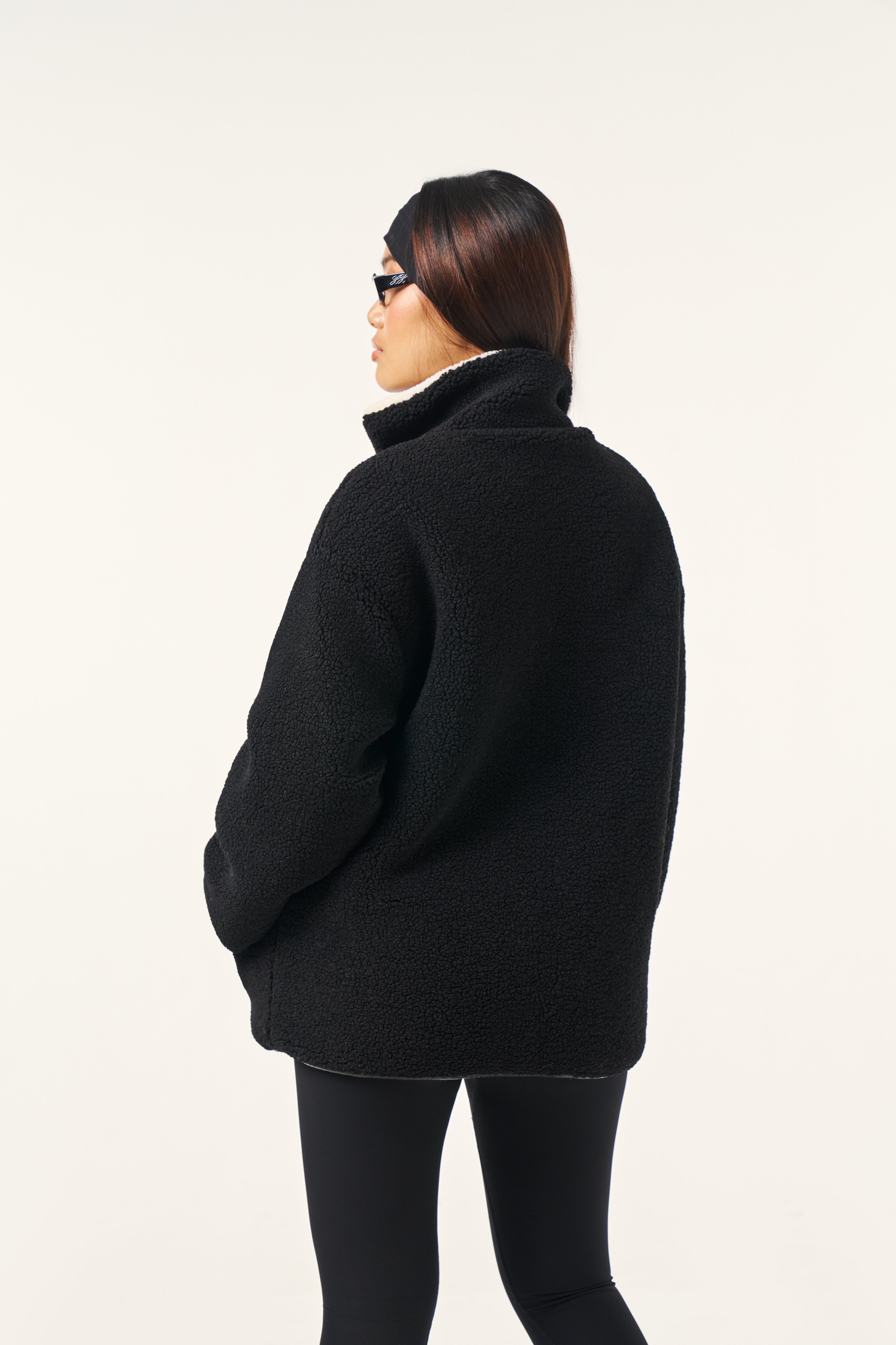 Reversible Borg Zip Through Jacket - Crème – reasn