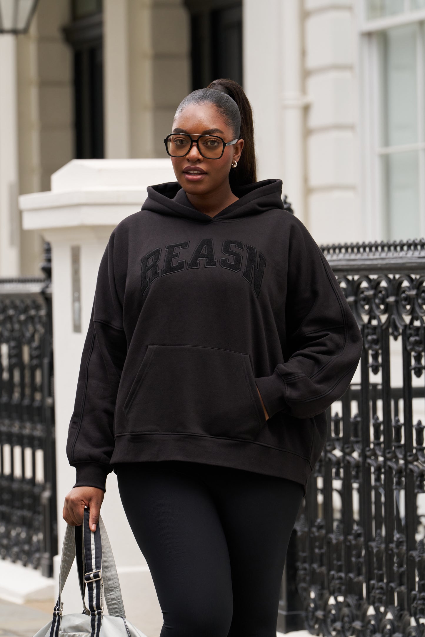 Oversized Branded Hoodie - Core Black