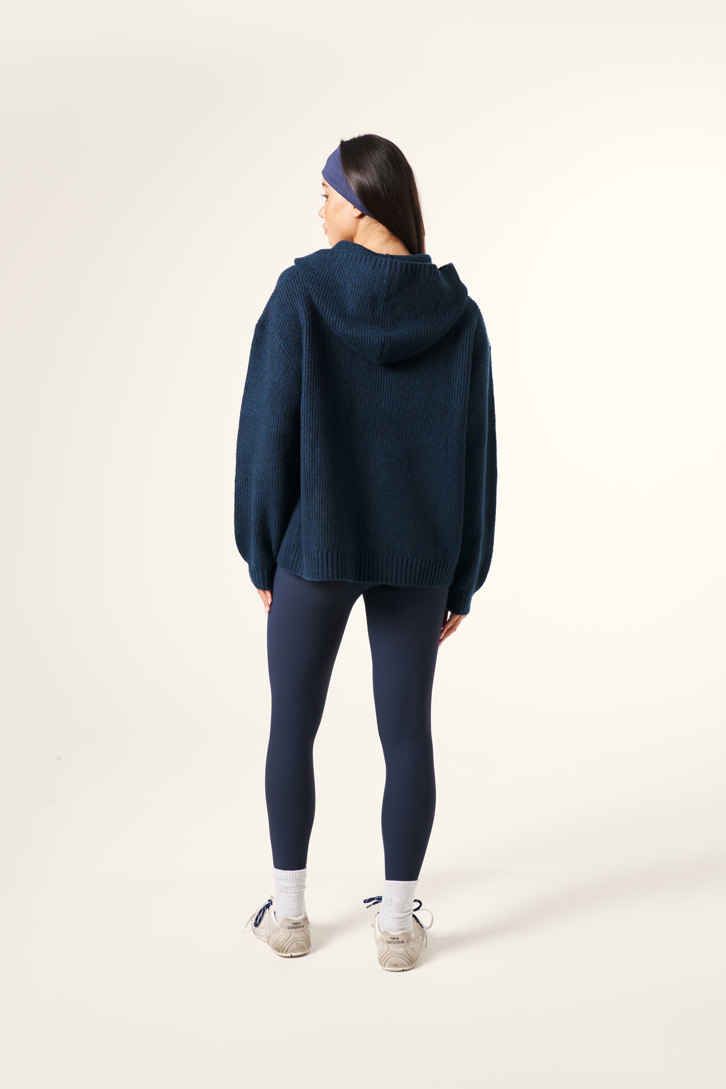 Oversized Premium Knitted Hoodie - Midnight Blue
