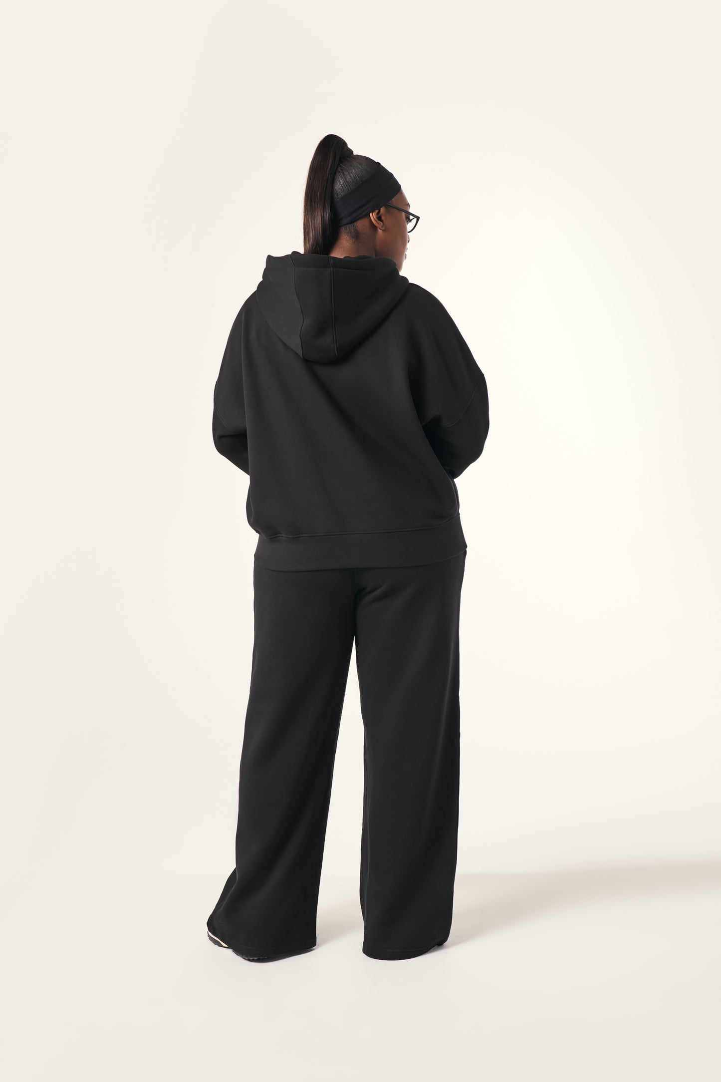 High Waist Wide Leg Joggers - Core Black