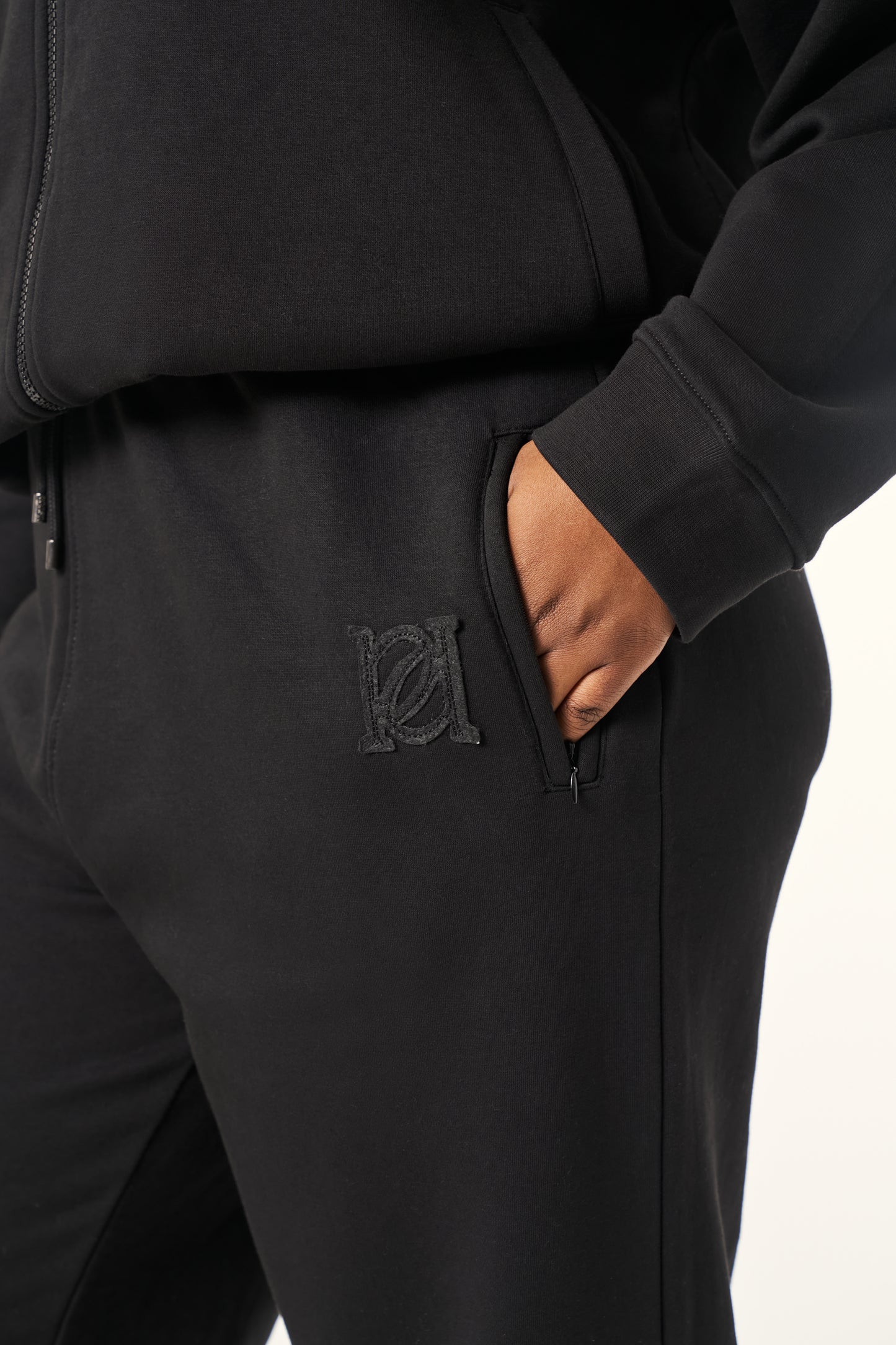 High Waist Wide Leg Joggers - Core Black