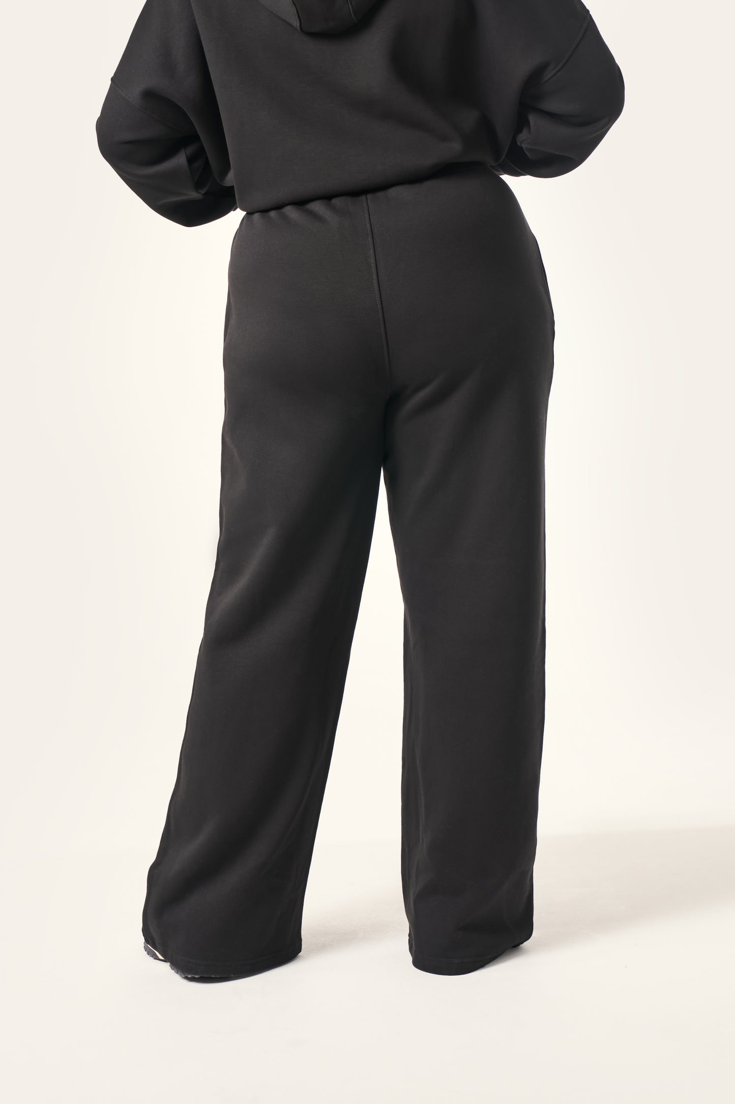 High Waist Wide Leg Joggers - Core Black