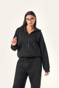 Oversized Zip Through Hoodie - Core Black
