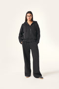 High Waist Wide Leg Joggers - Core Black