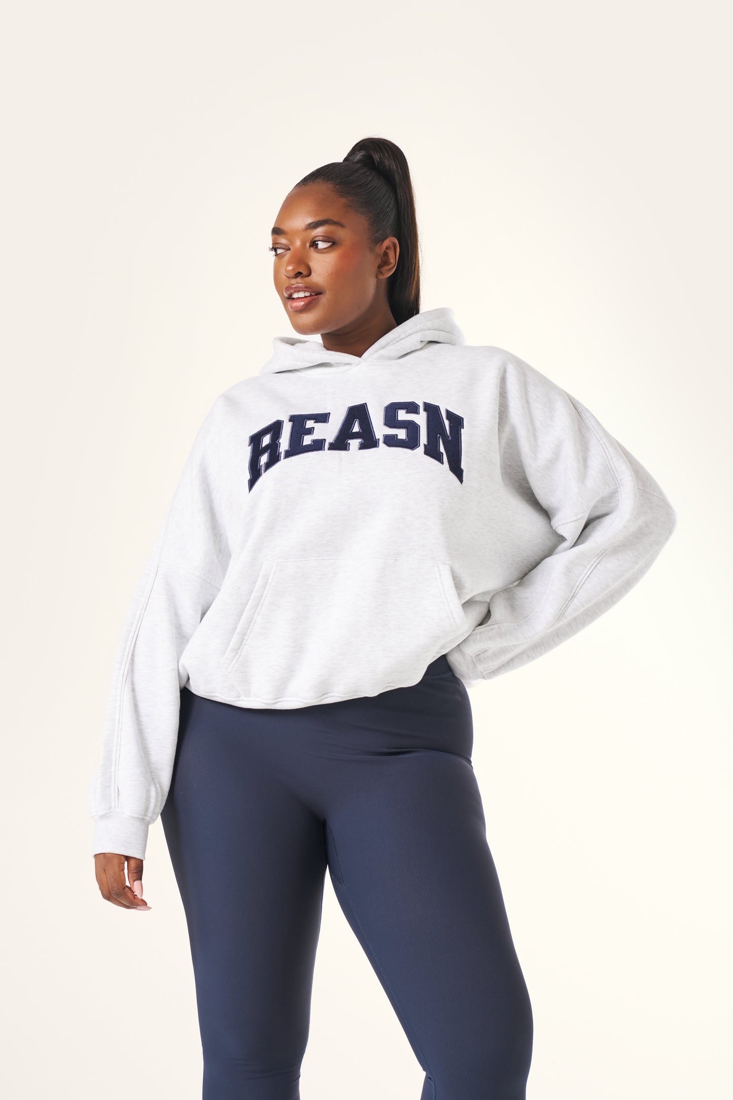 Oversized Branded Hoodie - Grey Marl