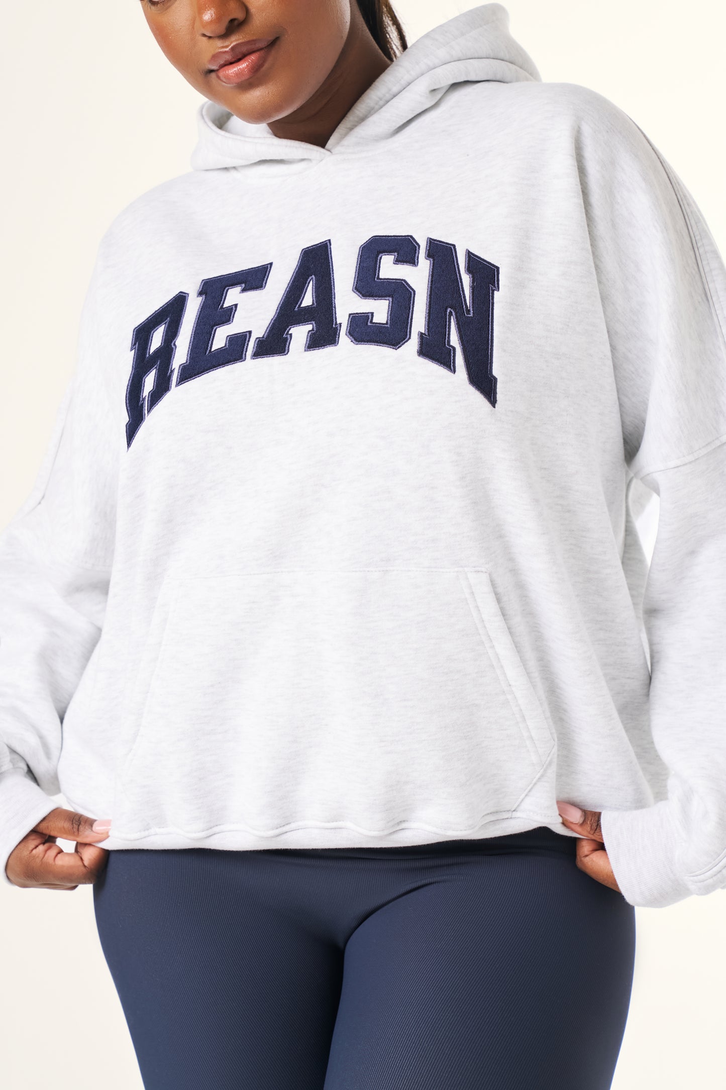 Oversized Branded Hoodie - Grey Marl