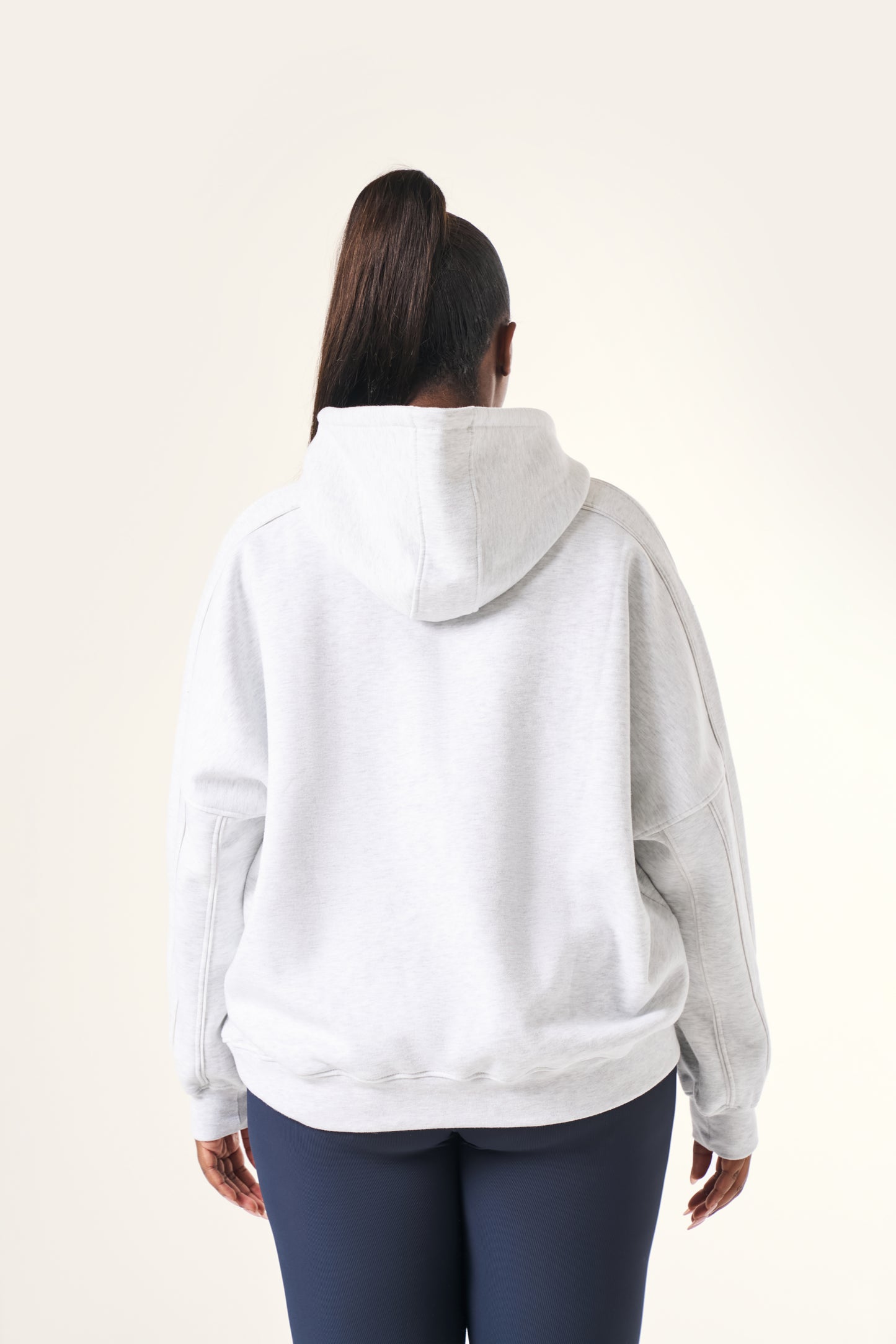 Oversized Branded Hoodie - Grey Marl