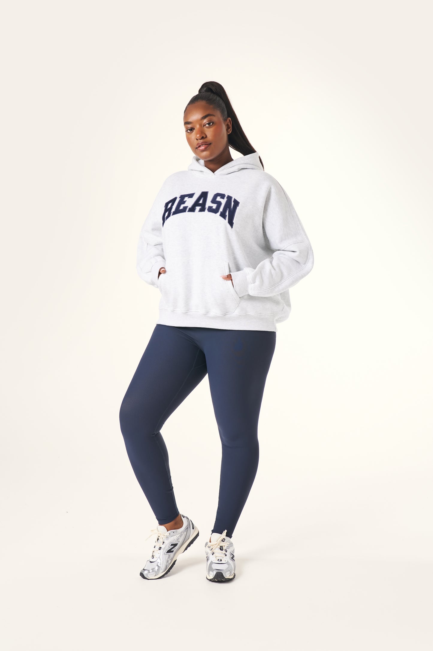 Oversized Branded Hoodie - Grey Marl