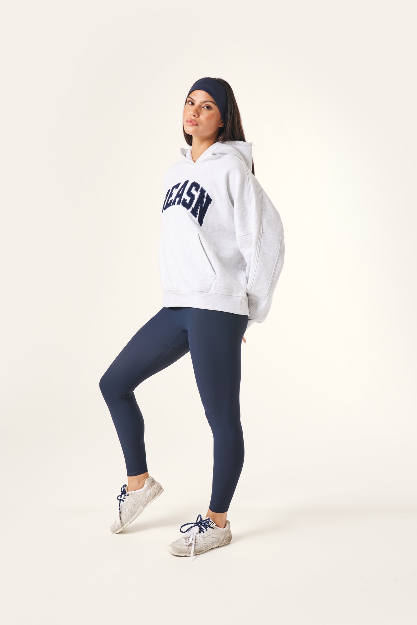 Oversized Branded Hoodie - Grey Marl