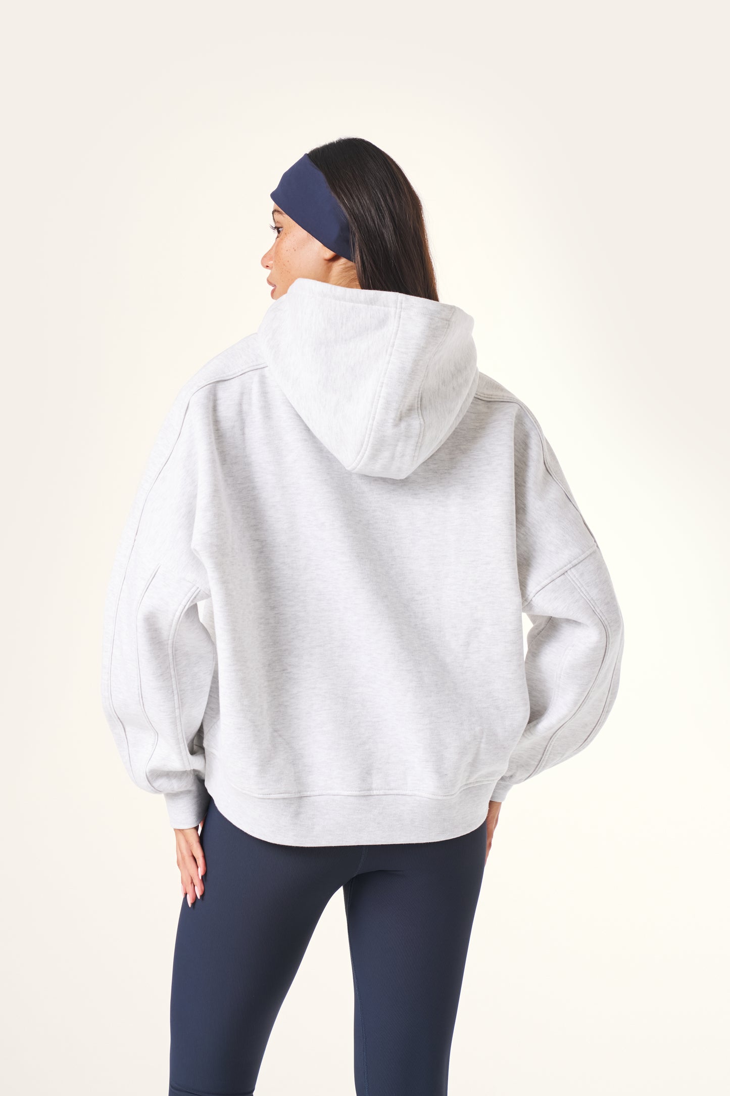 Oversized Branded Hoodie - Grey Marl