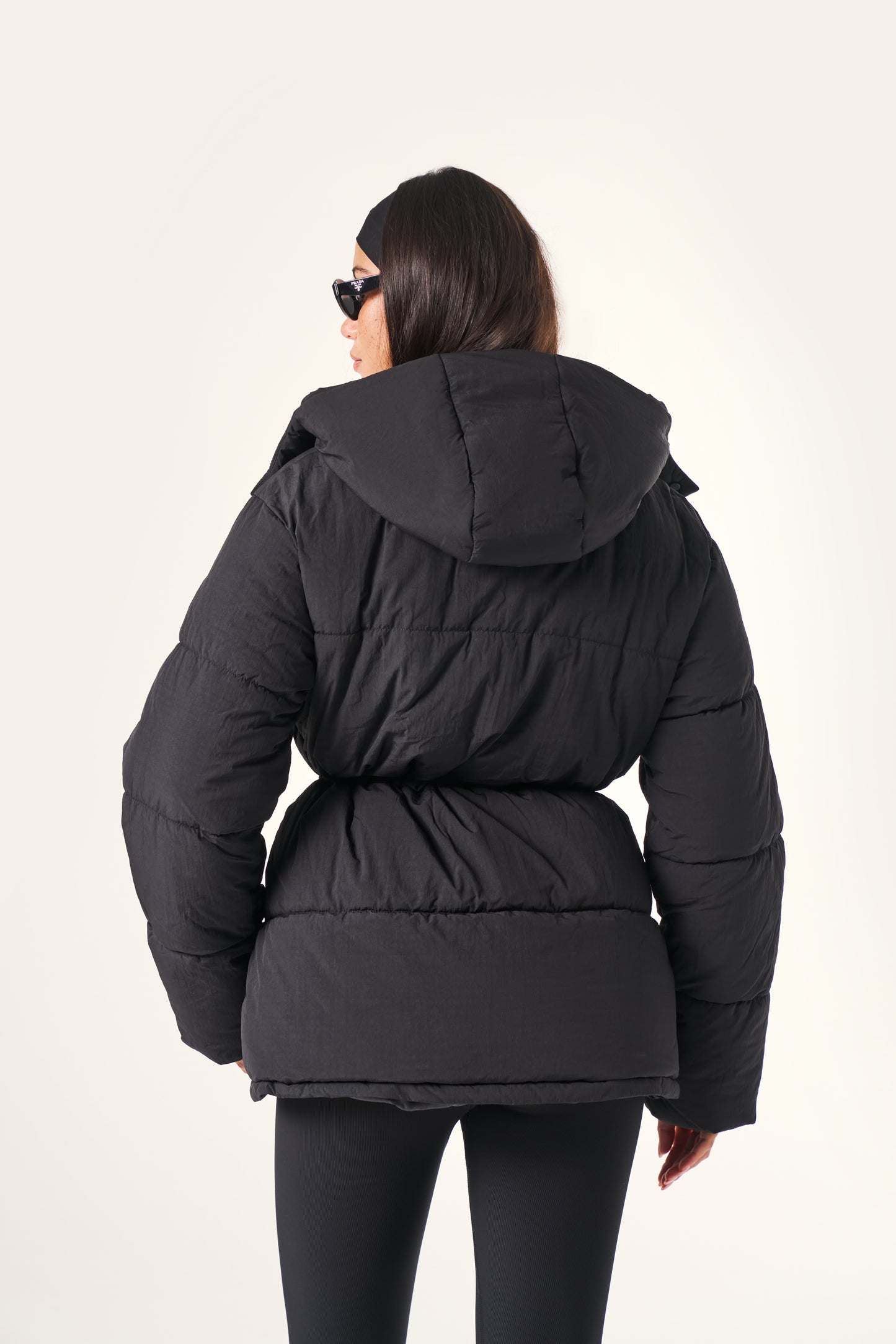 Cinched Waist Puffer Coat - Core Black