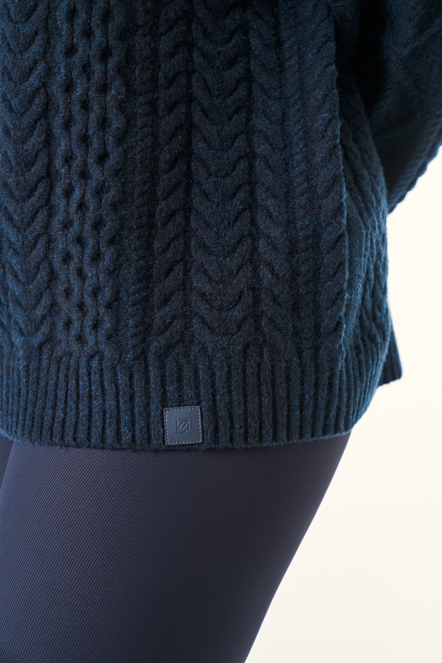 Chunky Cable Premium Knitted Hoodie - Midnight Blue