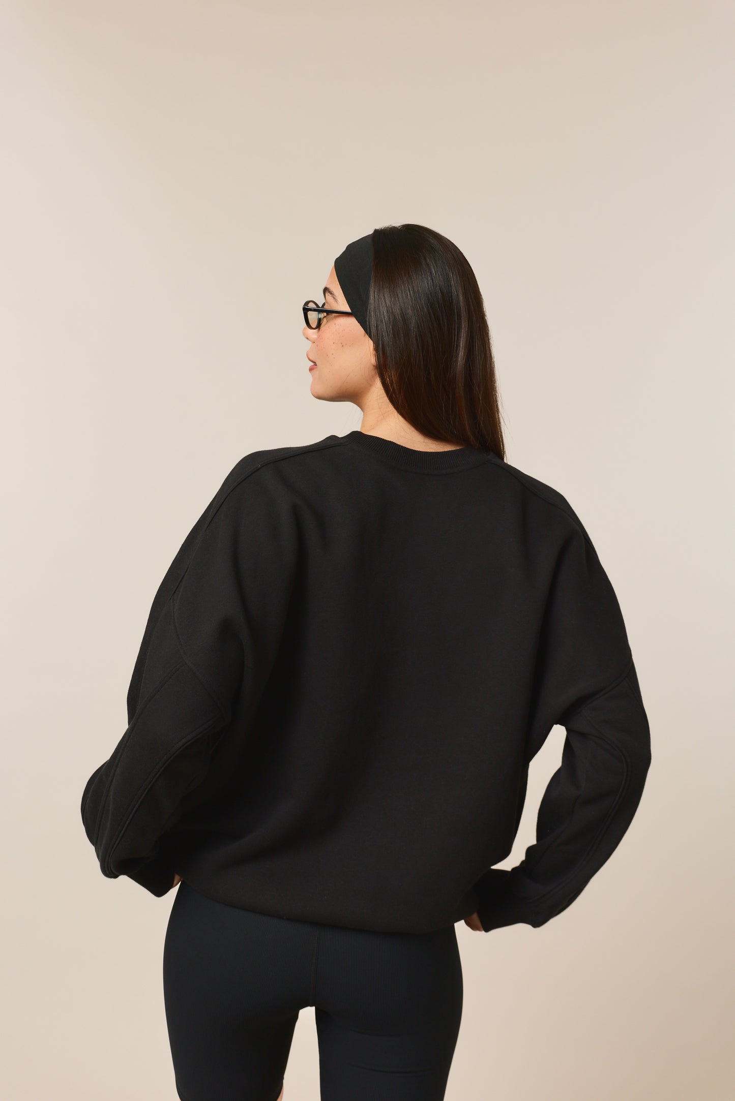 Oversized Branded Crew Neck Sweatshirt - Core Black