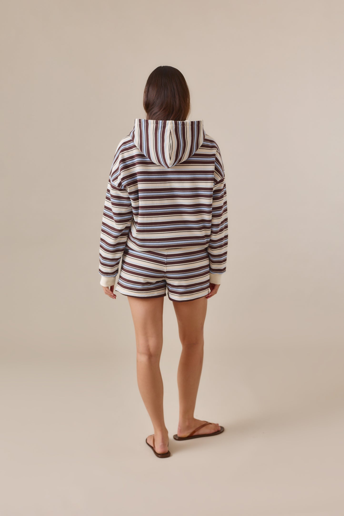 Reversible Stripe High Waist Shorts - Crème