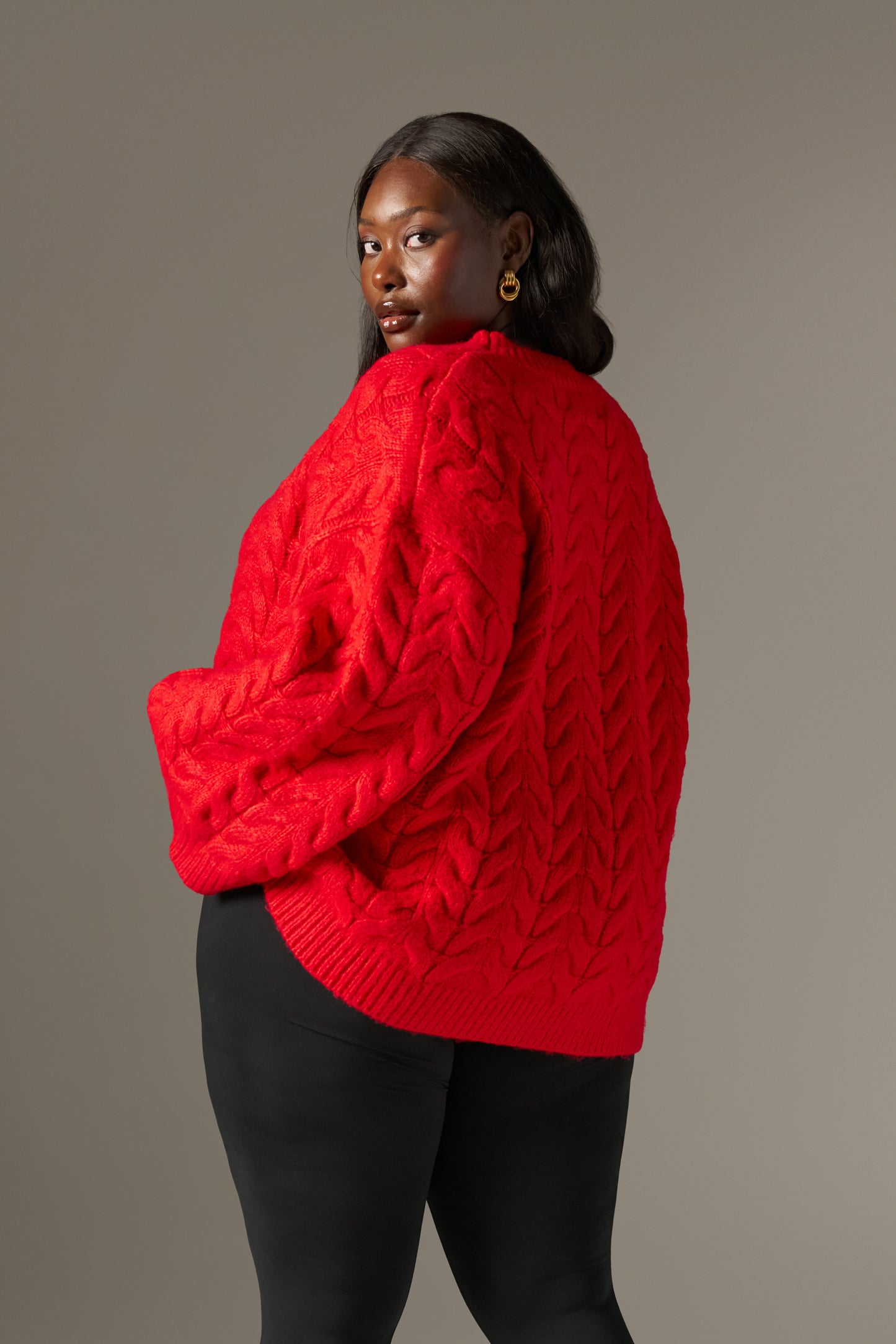 Chunky Cable Knitted Jumper - Ruby Red