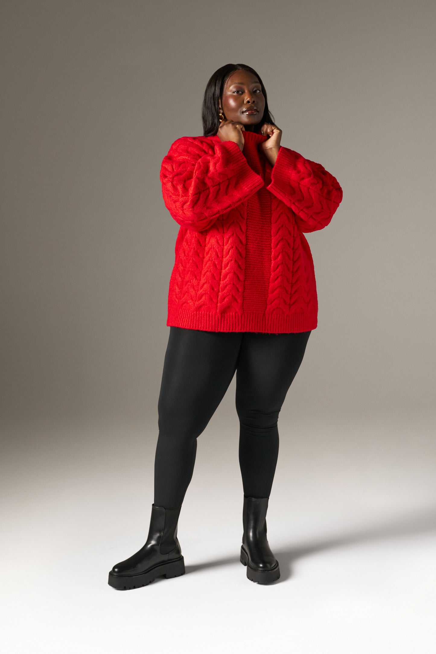 Chunky Cable Knitted Jumper - Ruby Red